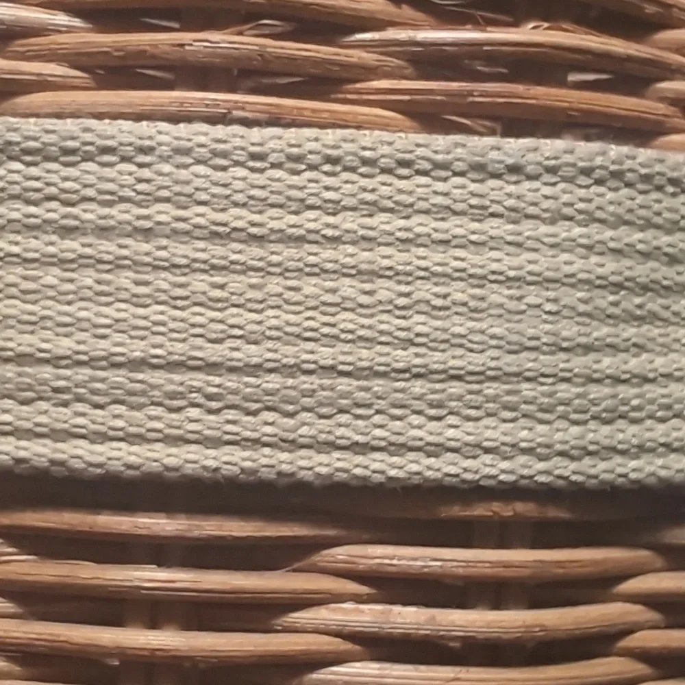 Vintage Round Woven Wicker Basket  Attached Lid Turn Key Closure
